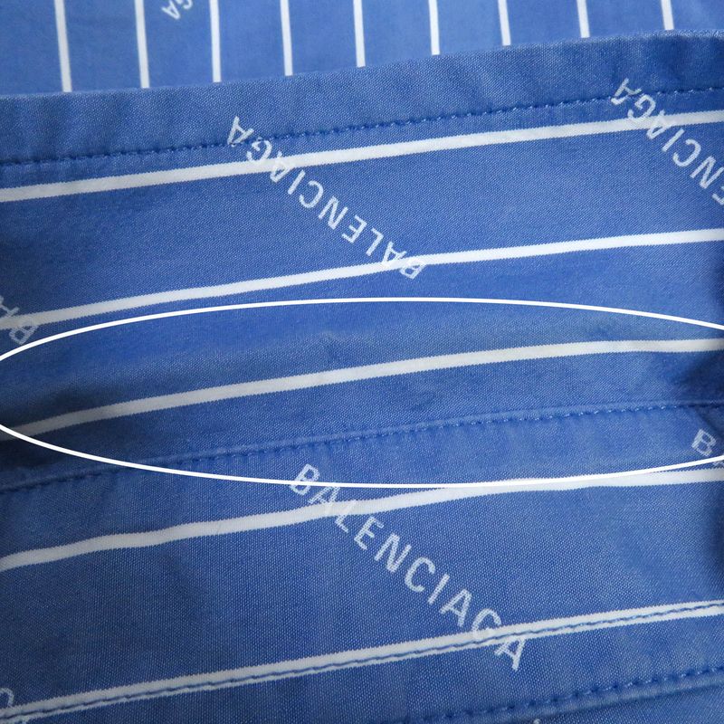 Balenciaga 2019 595214 Cotton Stripe Logo Allover Embroidery Oversized Long