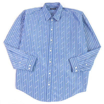 Balenciaga 2019 595214 Cotton Stripe Logo Allover Embroidery Oversized Long