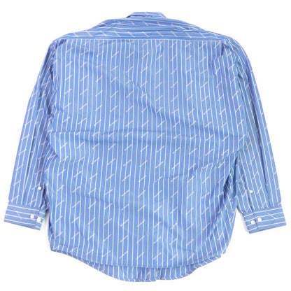 Balenciaga 2019 595214 Cotton Stripe Logo Allover Embroidery Oversized Long