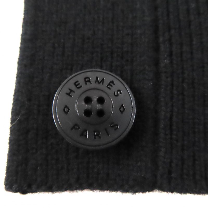 Hermes 2023 100% Wool With Serie Buttons H-pattern Knitting V-neck Oversilhouett