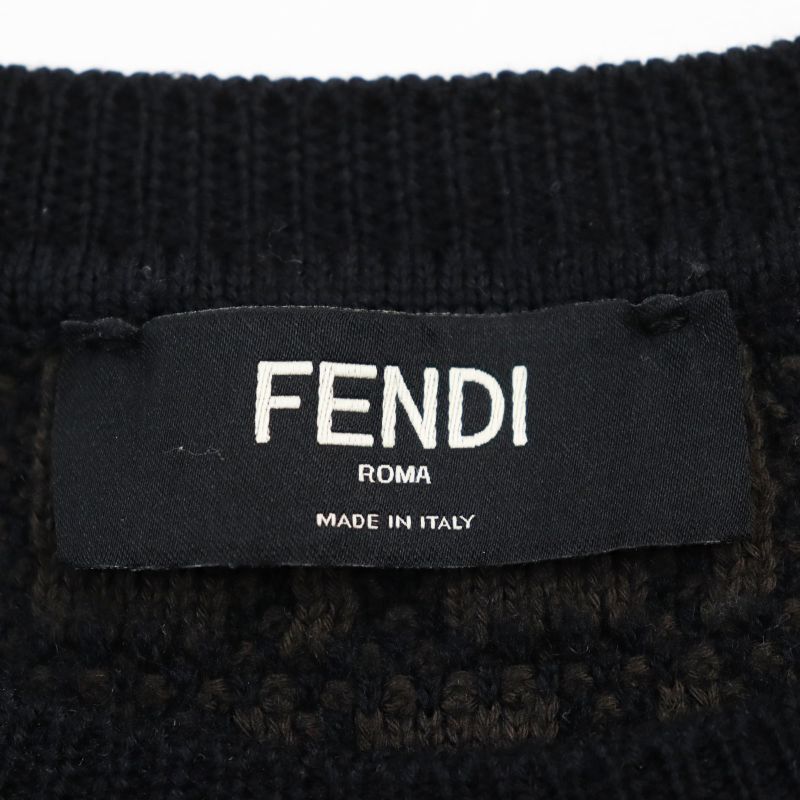 Fendi 2022 Fzx034 AKFS Girocollo FF Detail KNIT Cashmere Blend Zucca Pattern/ff
