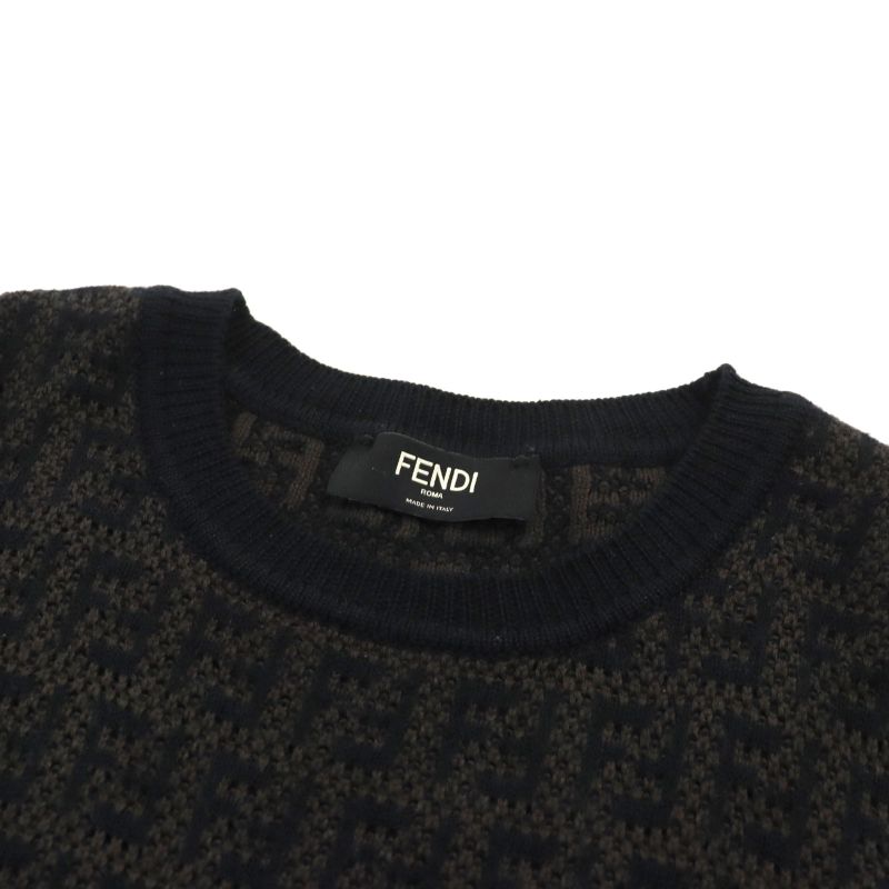 Fendi 2022 Fzx034 AKFS Girocollo FF Detail KNIT Cashmere Blend Zucca Pattern/ff