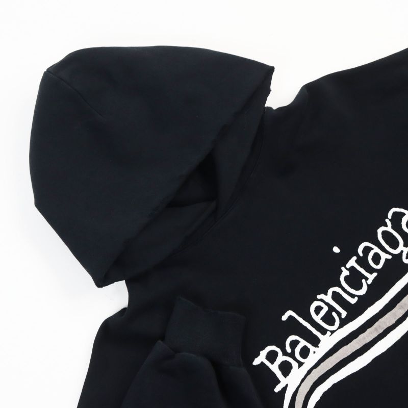 Balenciaga 23AW 739024 Damaged Logo Print Large Fit Hoodie Sweatshirt Hoodie