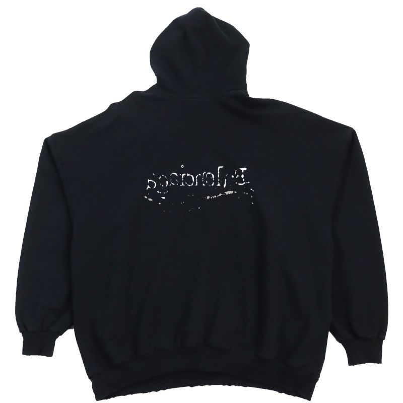 Balenciaga 23AW 739024 Damaged Logo Print Large Fit Hoodie Sweatshirt Hoodie