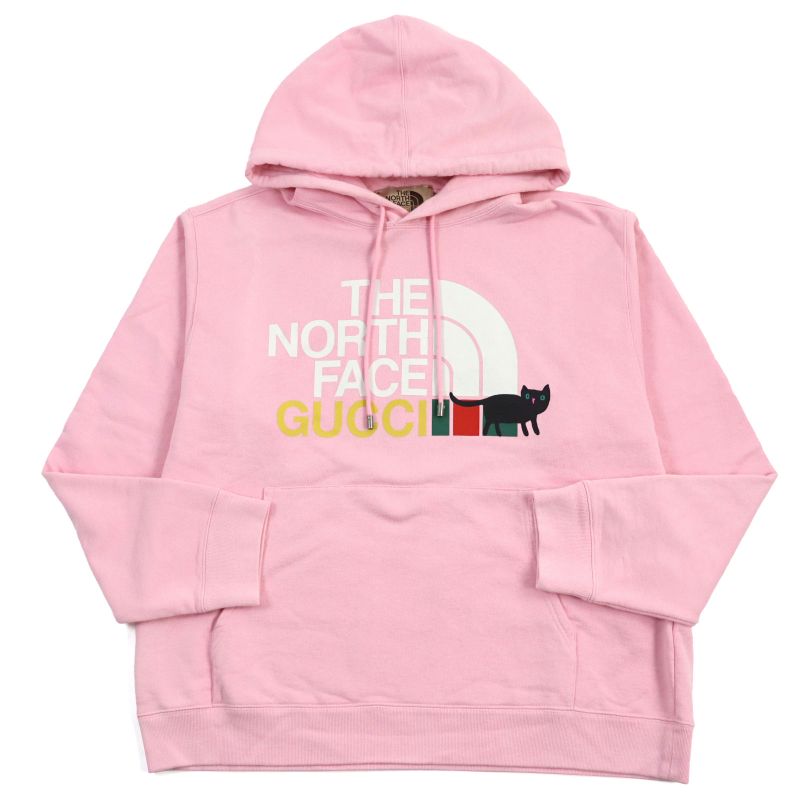 Gucci The North Face 626989 100% Cotton Logo Print Pullover Hoodie/hoodie Pink