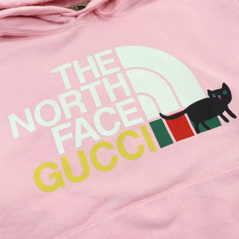 Gucci The North Face 626989 100% Cotton Logo Print Pullover Hoodie/hoodie Pink
