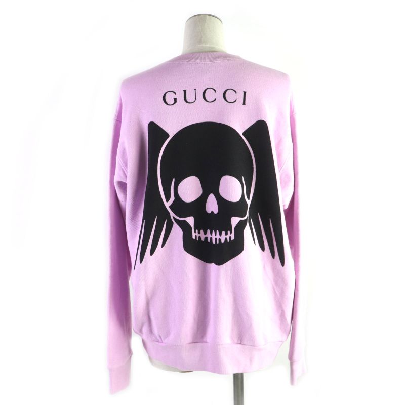  Gucci 469250 Skull Print Crew Neck Pullover Sweatshirt Purple Pink XS Made In