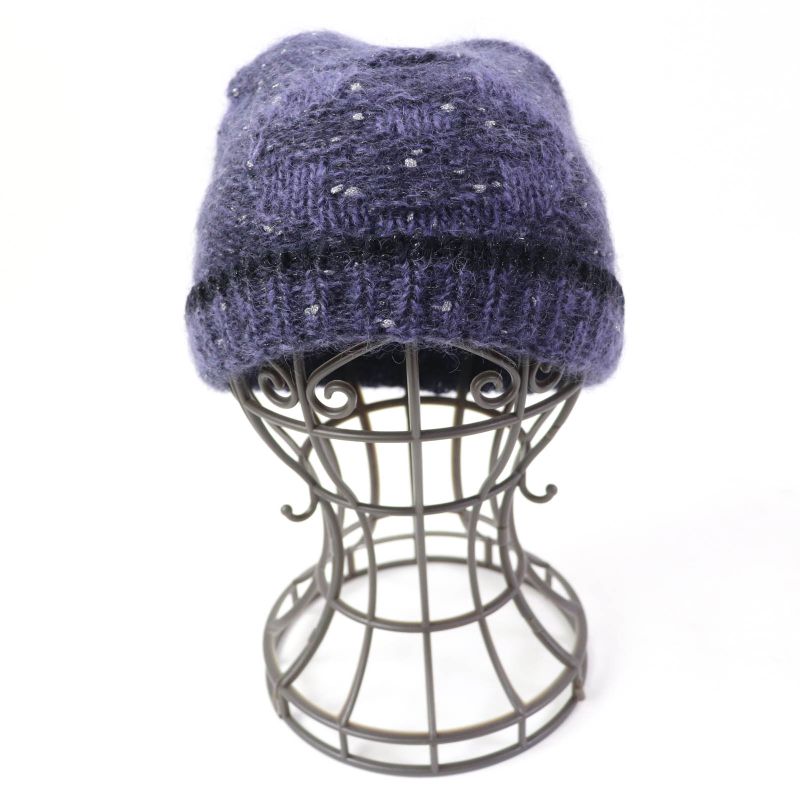 Louis Vuitton 2021 Mohair Blend LV Logo Knit Hat Knit Cap Hat Purple Color Made