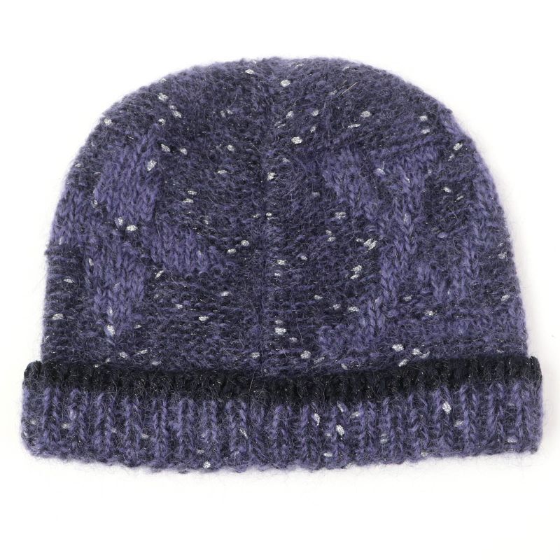 Louis Vuitton 2021 Mohair Blend LV Logo Knit Hat Knit Cap Hat Purple Color Made