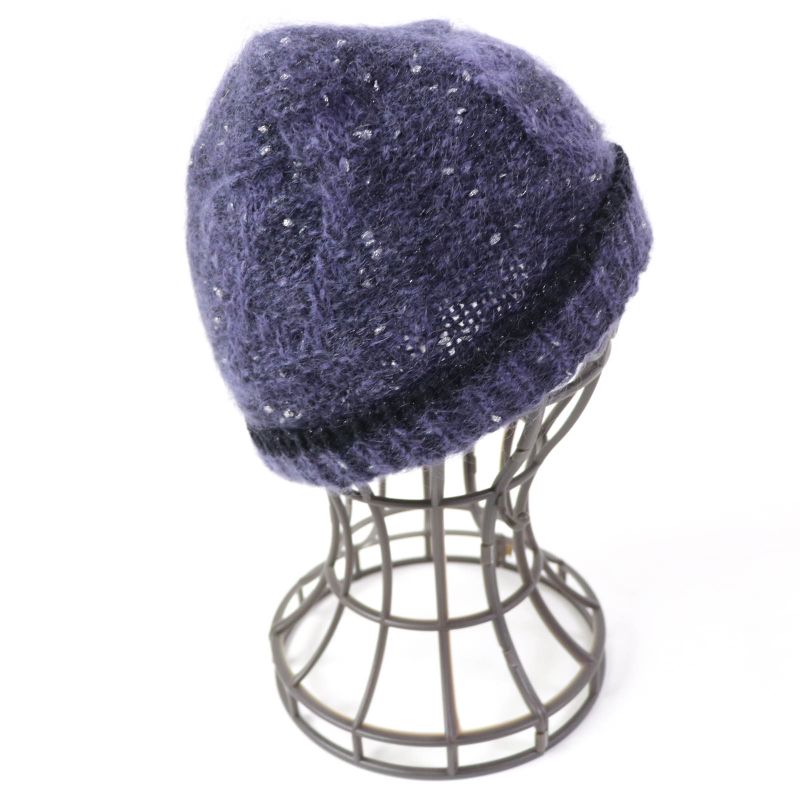 Louis Vuitton 2021 Mohair Blend LV Logo Knit Hat Knit Cap Hat Purple Color Made