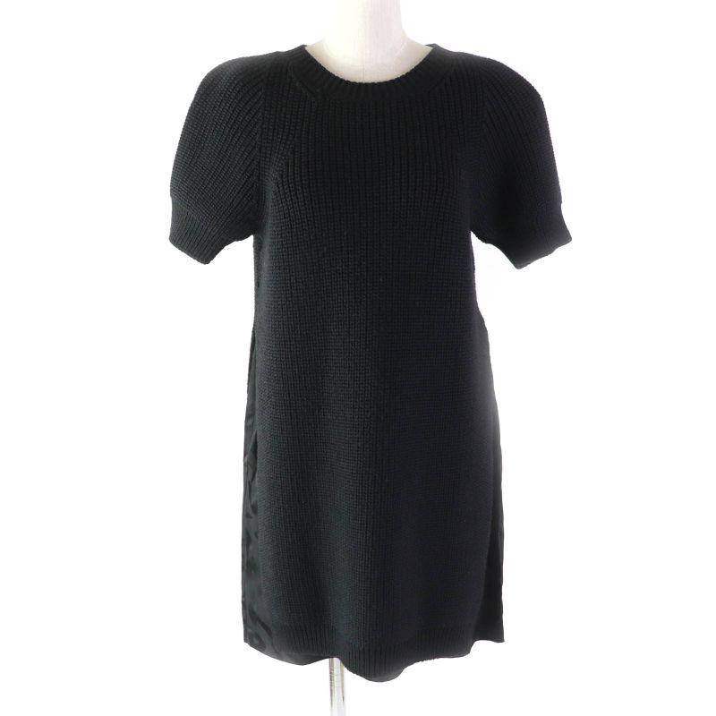Louis Vuitton Graffiti Layered Design Short Sleeves Knit Dress Black S Made In