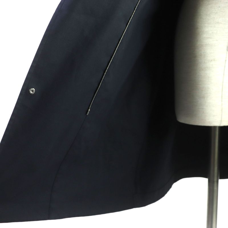 Hermes Silk Blend Silver Hardware H Logo Button Belted Zip-up Coat Navy 34