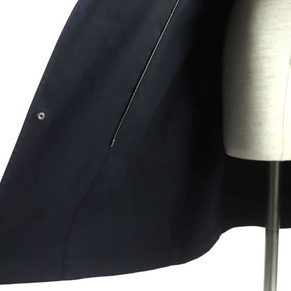 Hermes Silk Blend Silver Hardware H Logo Button Belted Zip-up Coat Navy 34