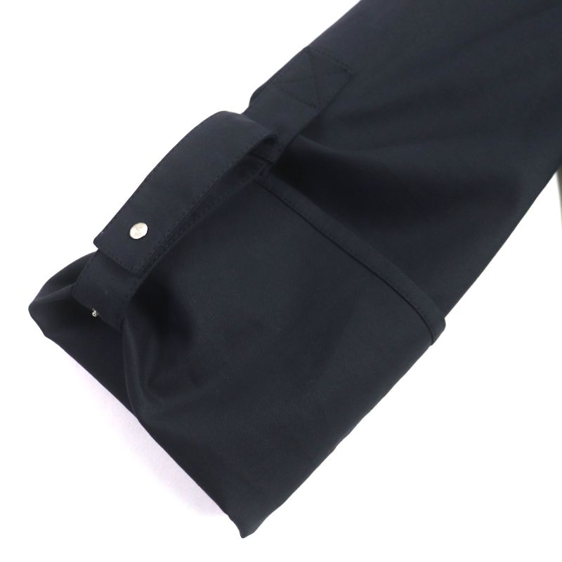 Hermes Silk Blend Silver Hardware H Logo Button Belted Zip-up Coat Navy 34