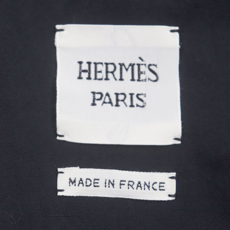 Hermes Silk Blend Silver Hardware H Logo Button Belted Zip-up Coat Navy 34