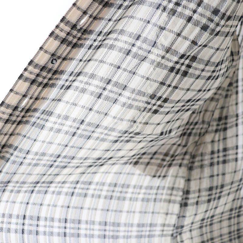 Saint Laurent Paris 2021 660885 Silk Gold Lame Checked Bow Tie Blouse Long