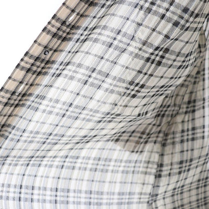 Saint Laurent Paris 2021 660885 Silk Gold Lame Checked Bow Tie Blouse Long