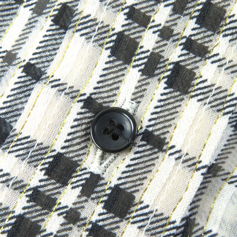 Saint Laurent Paris 2021 660885 Silk Gold Lame Checked Bow Tie Blouse Long