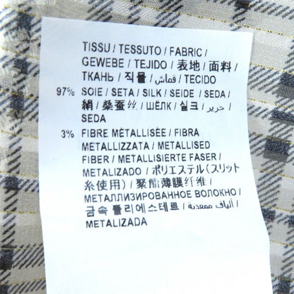 Saint Laurent Paris 2021 660885 Silk Gold Lame Checked Bow Tie Blouse Long