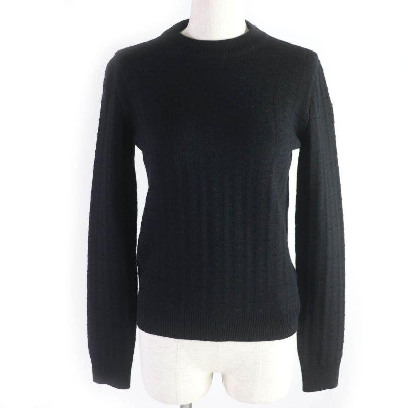 Hermes 23SS 100% Virgin Wool H Motif Crew Neck Long Sleeves Sweater/knit Black