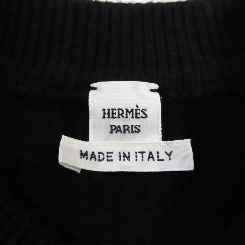 Hermes 23SS 100% Virgin Wool H Motif Crew Neck Long Sleeves Sweater/knit Black