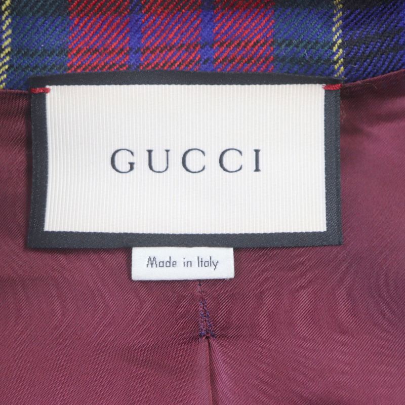  Gucci 474374 Wool Checked Embroidered Logo Buttons Oversized Silhouette