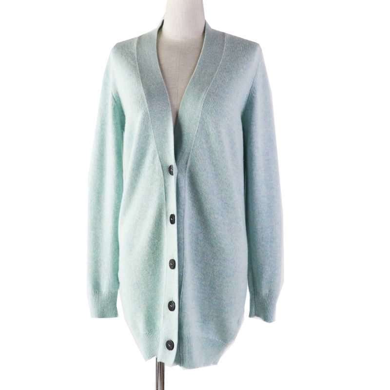 Hermes 21SS 100% Cashmere Long Knit Cardigan With Serie Buttons Light Blue 34