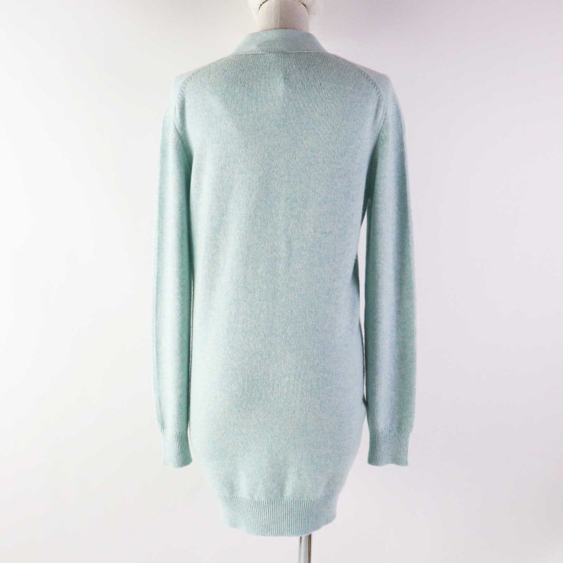 Hermes 21SS 100% Cashmere Long Knit Cardigan With Serie Buttons Light Blue 34