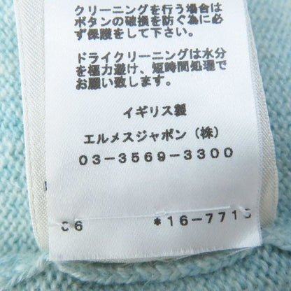 Hermes 21SS 100% Cashmere Long Knit Cardigan With Serie Buttons Light Blue 34