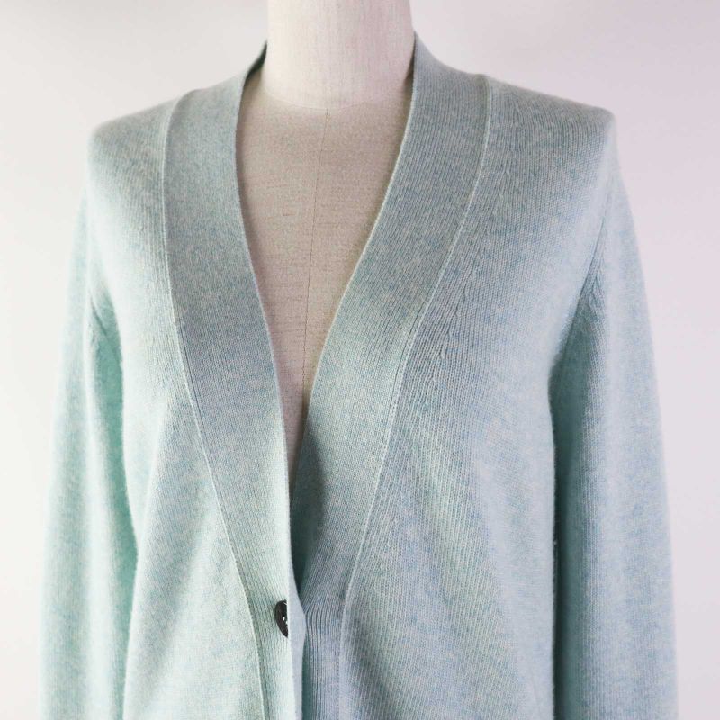 Hermes 21SS 100% Cashmere Long Knit Cardigan With Serie Buttons Light Blue 34