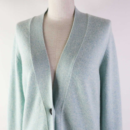 Hermes 21SS 100% Cashmere Long Knit Cardigan With Serie Buttons Light Blue 34