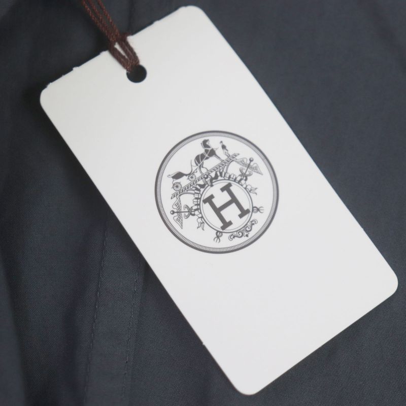  Hermes 2022 21-5257 100% Cotton Cut Single Tailored Jacket Navy 56