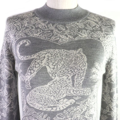Hermes Jungle Rub Cashmere Silk Mock Neck Knit Dress Grey 34 Made In Italy