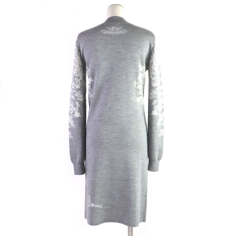 Hermes Jungle Rub Cashmere Silk Mock Neck Knit Dress Grey 34 Made In Italy