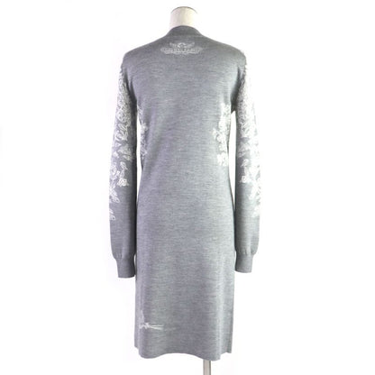 Hermes Jungle Rub Cashmere Silk Mock Neck Knit Dress Grey 34 Made In Italy