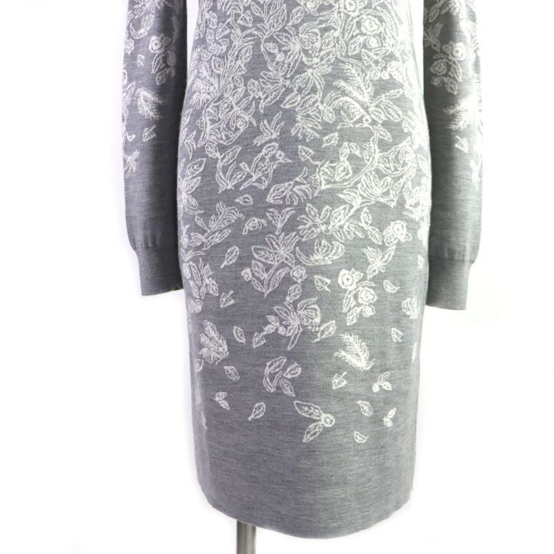Hermes Jungle Rub Cashmere Silk Mock Neck Knit Dress Grey 34 Made In Italy