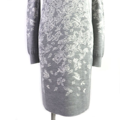 Hermes Jungle Rub Cashmere Silk Mock Neck Knit Dress Grey 34 Made In Italy