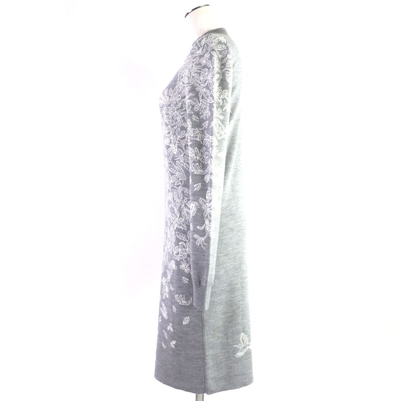 Hermes Jungle Rub Cashmere Silk Mock Neck Knit Dress Grey 34 Made In Italy