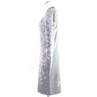 Hermes Jungle Rub Cashmere Silk Mock Neck Knit Dress Grey 34 Made In Italy