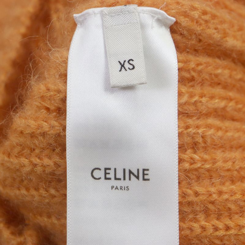 Celine 2021 2a38t377n Mohair Silk Cropped Knit Cardigan Orange XS Made In