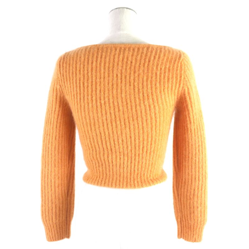 Celine 2021 2a38t377n Mohair Silk Cropped Knit Cardigan Orange XS Made In