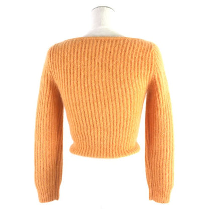 Celine 2021 2a38t377n Mohair Silk Cropped Knit Cardigan Orange XS Made In