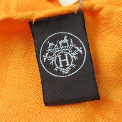 Hermes H262494s New Livris Cashmere Silk Fringed Large Shawl Stole Orange With