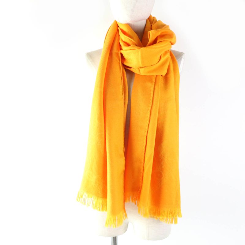Hermes H262494s New Livris Cashmere Silk Fringed Large Shawl Stole Orange With