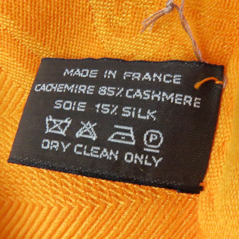 Hermes H262494s New Livris Cashmere Silk Fringed Large Shawl Stole Orange With