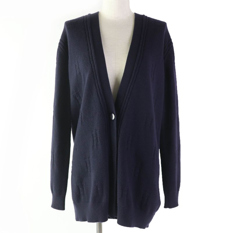 Hermes 2019 100% Wool H Pattern With Serie Buttons Oversilhouette Long Sleeves