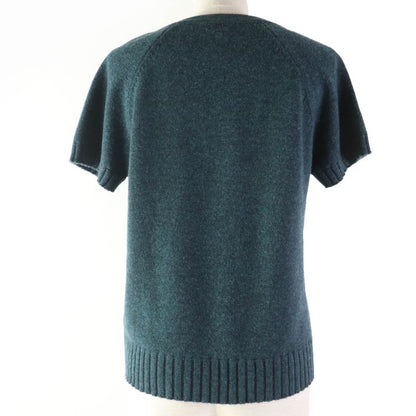Hermes 100% Cashmere Short-sleeved Knit Top With H Plate Green Tone 38 Made In