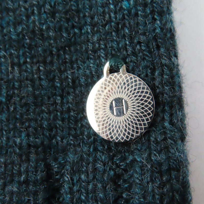 Hermes 100% Cashmere Short-sleeved Knit Top With H Plate Green Tone 38 Made In