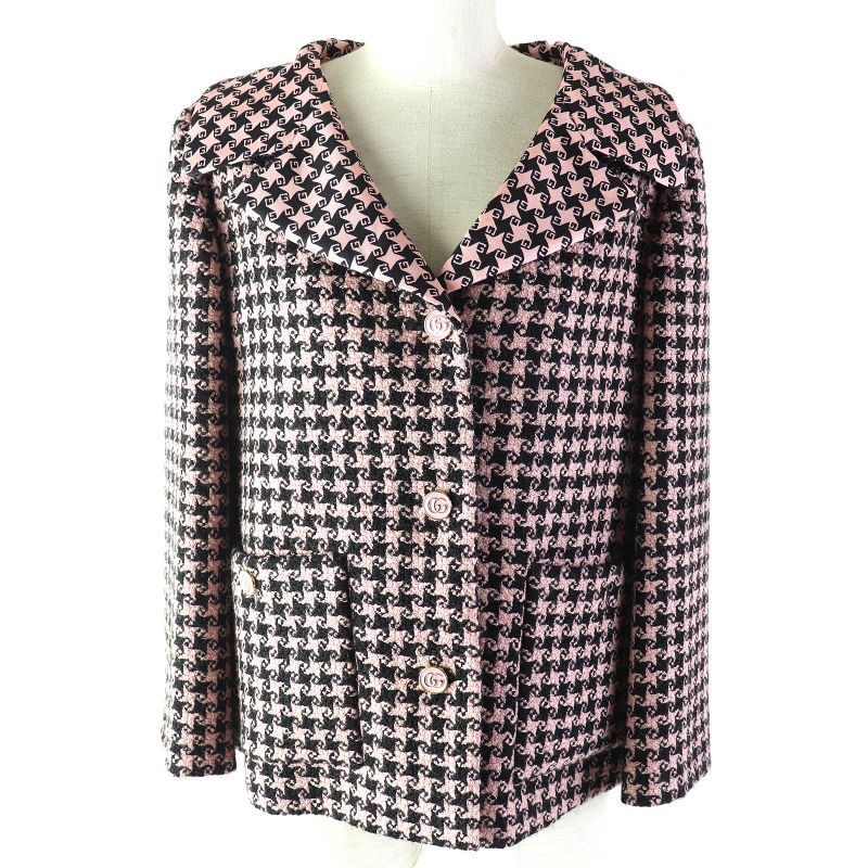 Gucci 2021 674323 Zahxm Wool 100% Silk Lining With GG Buttons Staggered