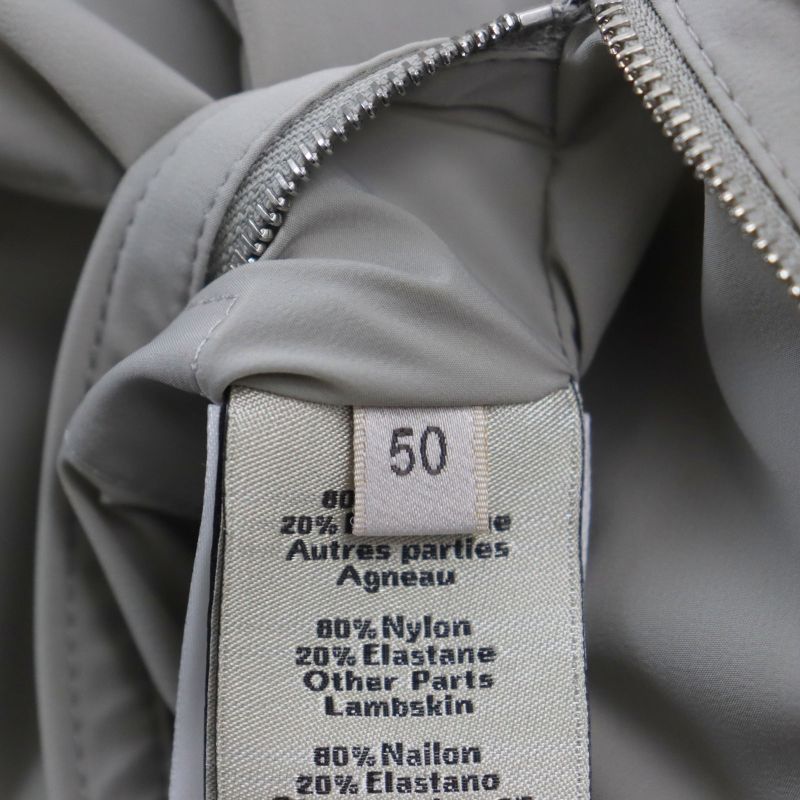 Hermes 23SS Lamb Leather Two Composite Ribbed Zip Up Jacket Gray 50 Made In